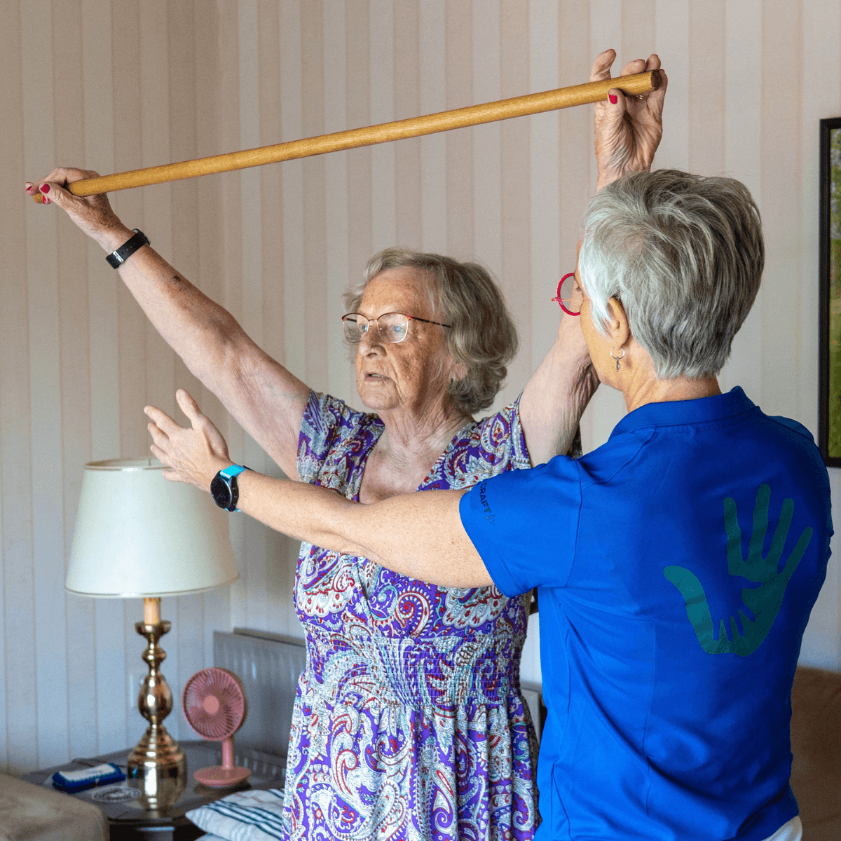 Geriatriefysiotherapie oefening stok